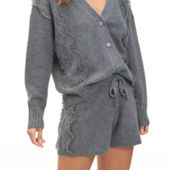 Splendid Camelia 100% Cashmere Drawstring Shorts Grey XL $218 - Picture 1 of 9